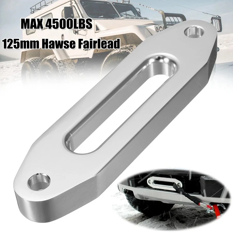 

NEW-125mm 4000LBS Universal Chrome Billet Aluminum Hawse Fairlead Synthetic Mount Winch Rope 15000Lbs for SUV ATV UTV