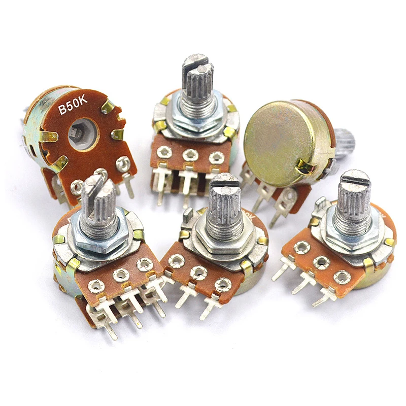 5PCS WH148 Potentiometer with switch 3/6Pin 15MM/20MM Shaft Amplifier Dual Stereo Potentiometer 1K 2K 5K 10K 50K 100K 500K