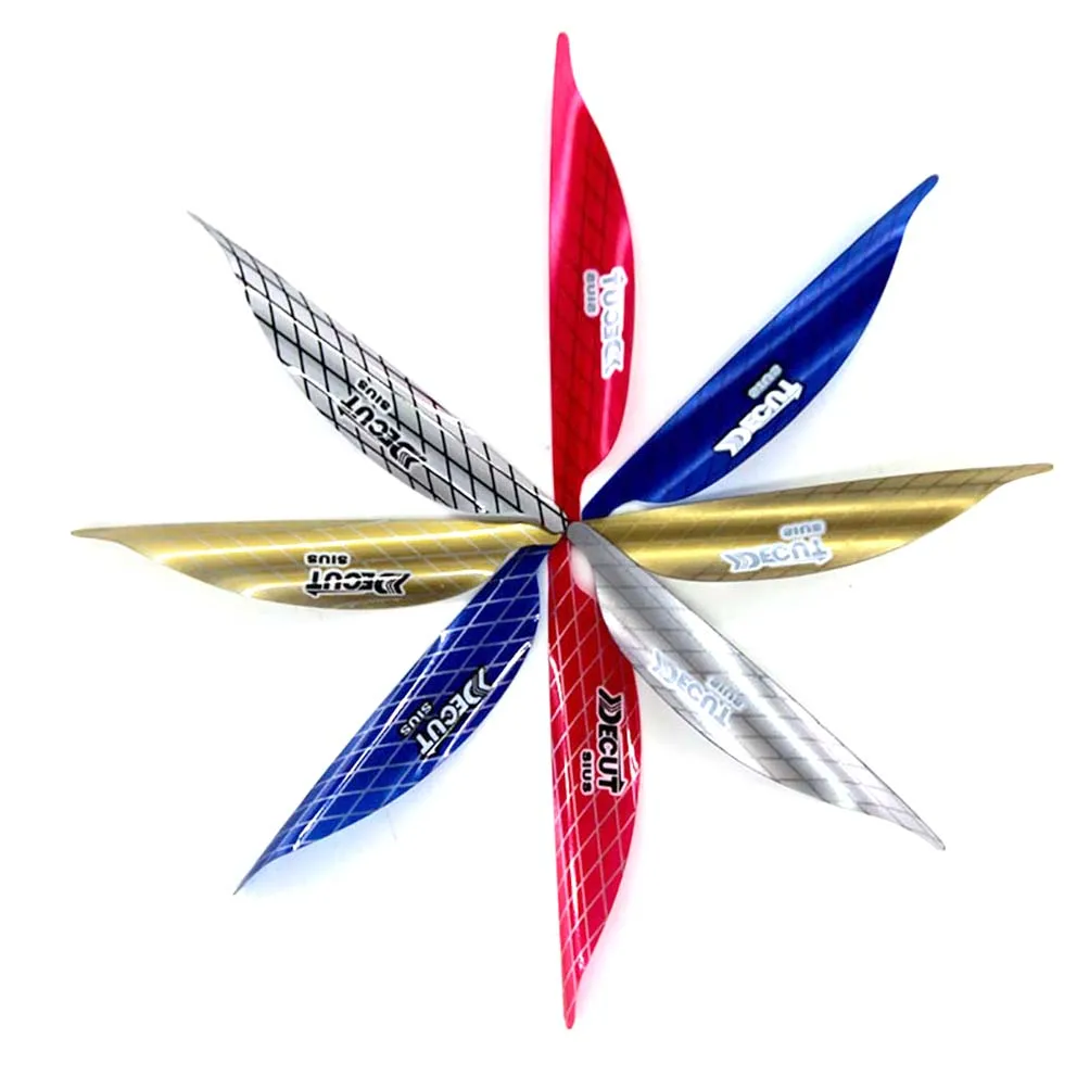 50pcs Hottest Archery Spin Vanes 1.56/1.75/2in Spiral Feather DIY Arrow Archery With sticker Tape Arrow Accessories RW