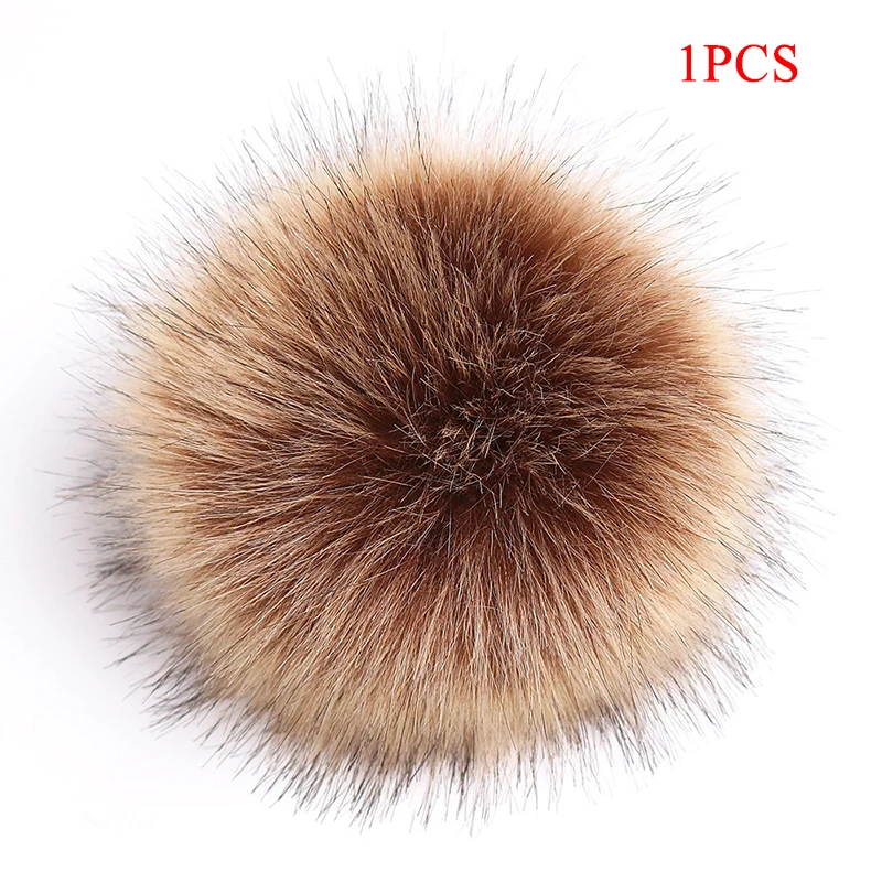 Fluffy Fox Fur Pompoms with Button 8CM DIY Fox Fur Pom Poms Balls Faux Fur Pompon For Scarves Hats Bags Accessories Wholesale