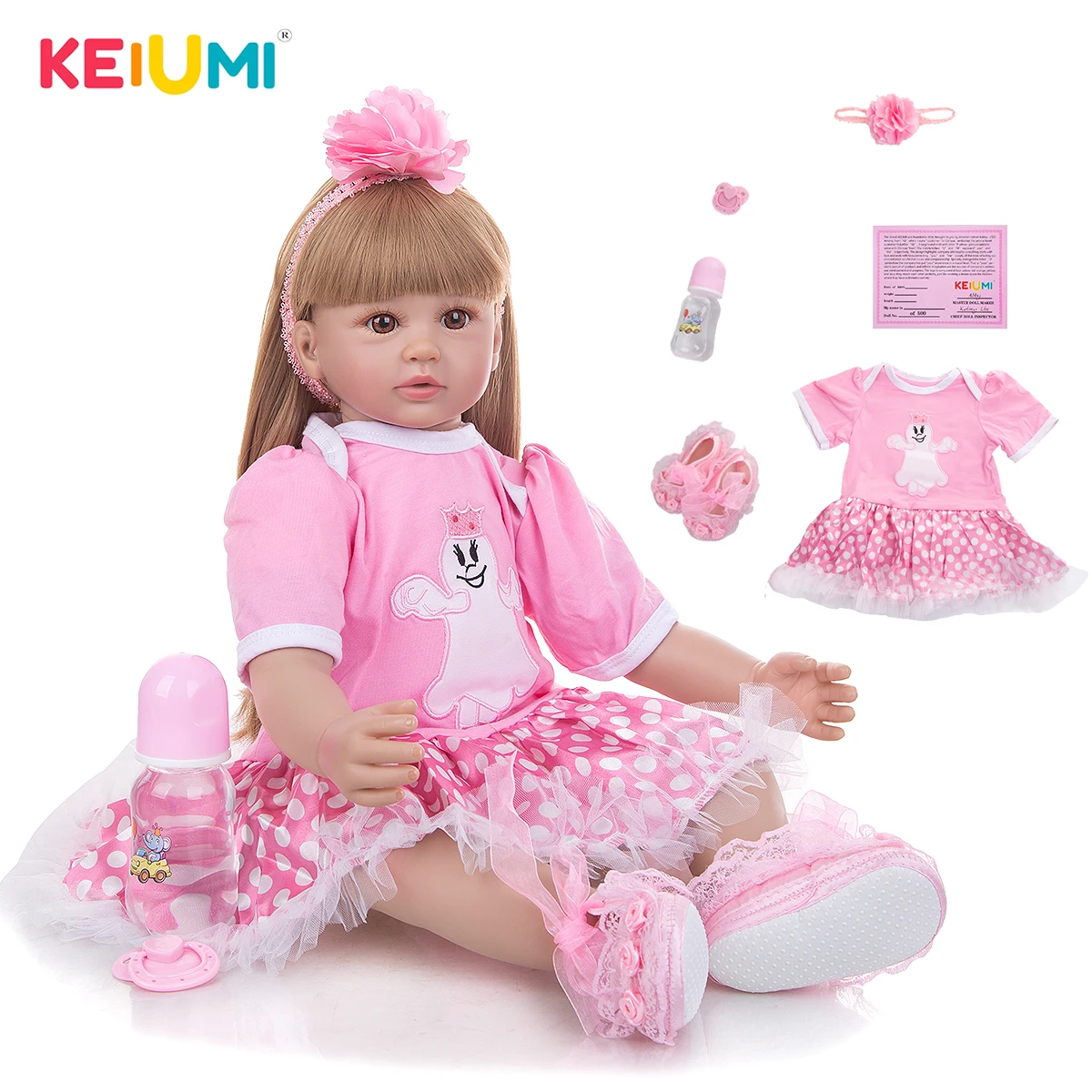 

KEIUMI 24 Inch Cute Princess Reborn Baby Doll Cloth Body Bebe Dolls Born Toy For Kids DIY Pillow Playmates Birthday Gifts