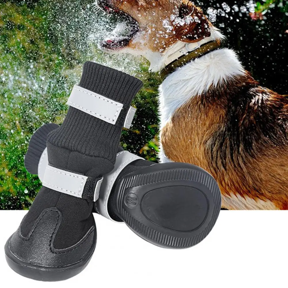 4 Pcs/Set Pet Winter Autumn High Tops Snow Boots Martin Casual Warm Slip-Resistant Rain Shoes For Small Medium Dog Boots Pet