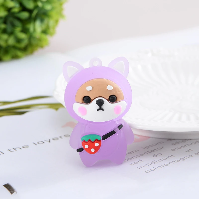 LED Light Glow PVC Cartoon Shiba Inu Crystal Doll Keychain without chain Decor Cute Animals Doll Student School Bag Pendant