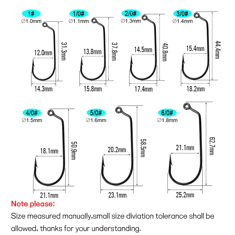 [100PCS/lot] Carbon steel 60 degree jig hook Fishing Hooks 6 1 1/0 2/0 3/0 4/0 5/0 6/0 7/0 8/0