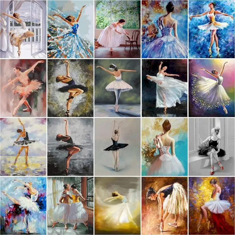 SDOYUNO DIY Acrylic Adult Paint by Numbers Kits for Adults Kids Figure Ballet Girl Oil Painting Number Kit Home Wall Art Decor