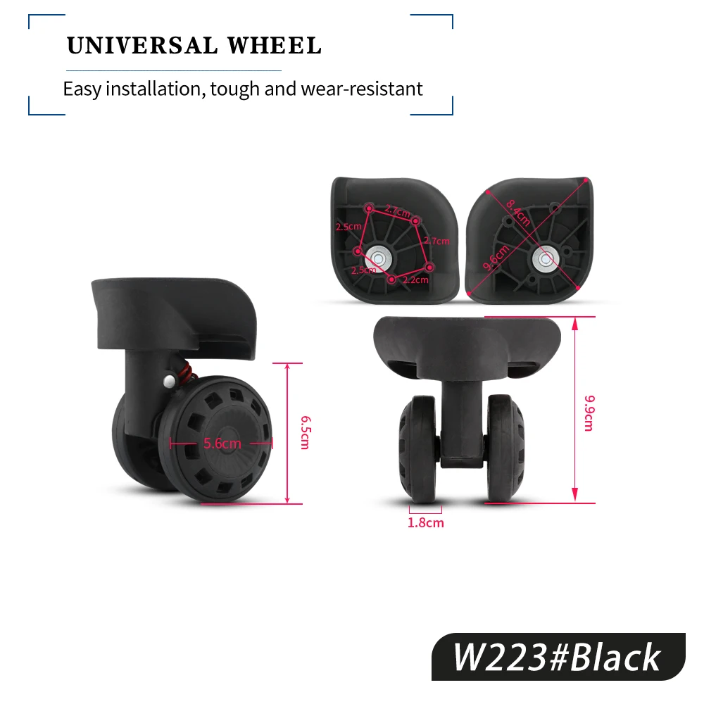 HANLUOKE W223 Luggage Universal Wheel Accessories Wheel Password Suitcase Roller Casters Aircraft Wheel Universal Replacement