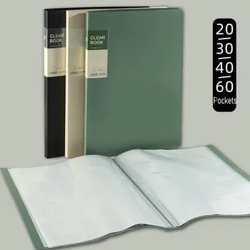 Carpeta de archivo de bolsillo de polietileno, organizador de documentos A3, folleto transparente, bolsa de PVC, libro de exhibición para dibujos y carteles A3, 20/30/40/60