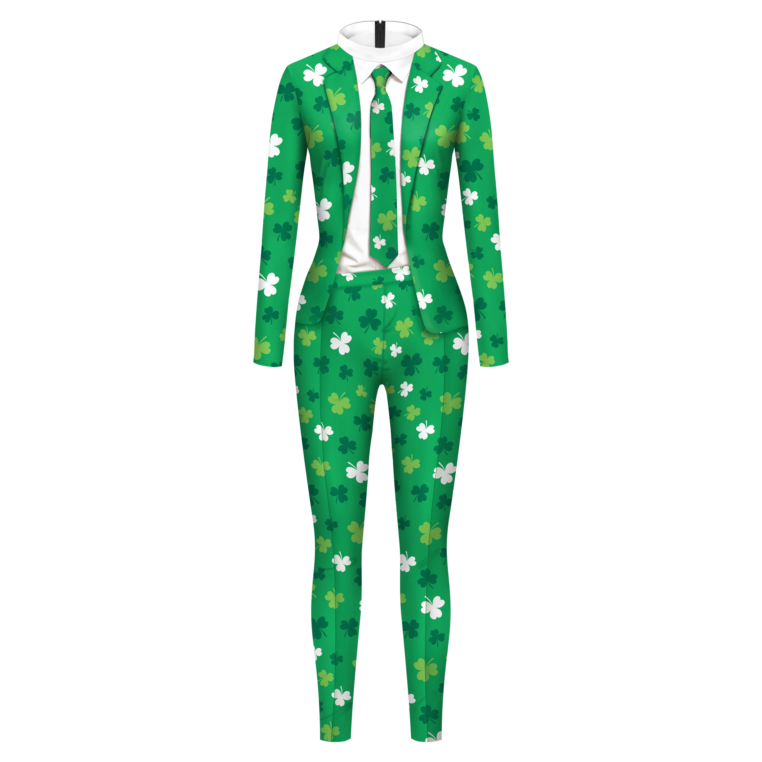 Cosplay Bodysuit Men Saint Patrick's Day Party Outfit Catsuit Jumpsuits Performance Costumes Party Zentai Suit Fancy Clothing