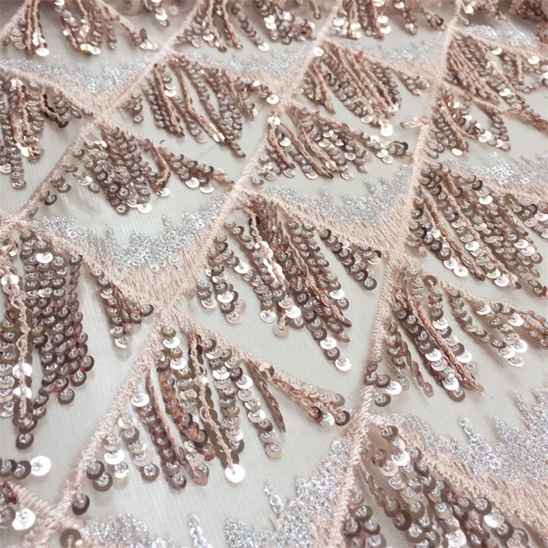 Tassel Sequins Lattice Lace Fabric DIY Evening Dress Formal Dress Clothing Sewing Fabrics 1yard Dark Green