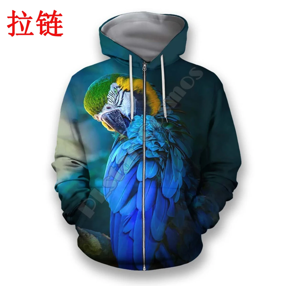 

Animal Love Parrot 3D All Over Printed Mens autumn Zip Hoodie Harajuku Unisex Casual Pullover Streetwear Jacket Tracksuits DK238