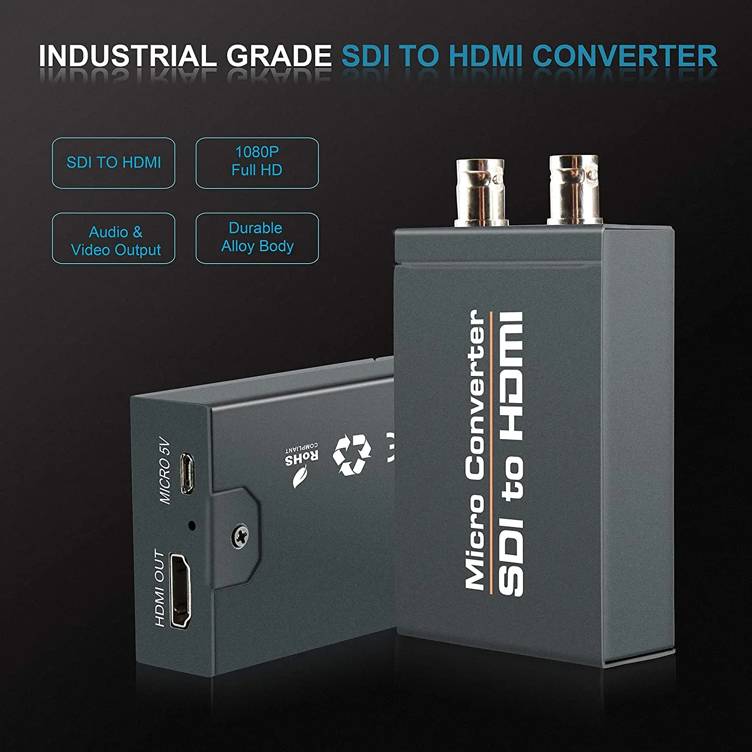 Micro convertisseur 1080P SDI vers HDMI (avec alimentation), adaptateur 3G-SDI/HD-SDI/SD-SDI vers HDMI, sortie SDI