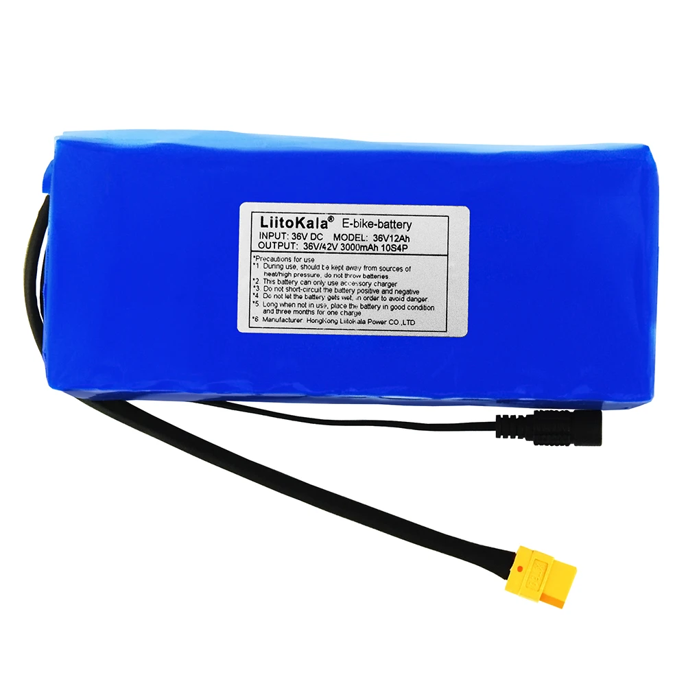 LiitoKala 36V 12ah 10S4P Lelectric bicycle battery pack 18650 Li-Ion Battery 500W High Power  42V Motorcycle Scoote XT60 Plug