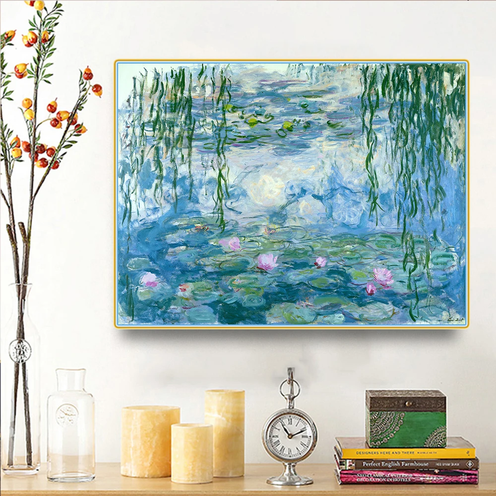 Claude Monet《Waterlilies 1916-1919》Canvas Art Oil Painting Artwork Poster Picture Modern Wall Decor Home Decoration