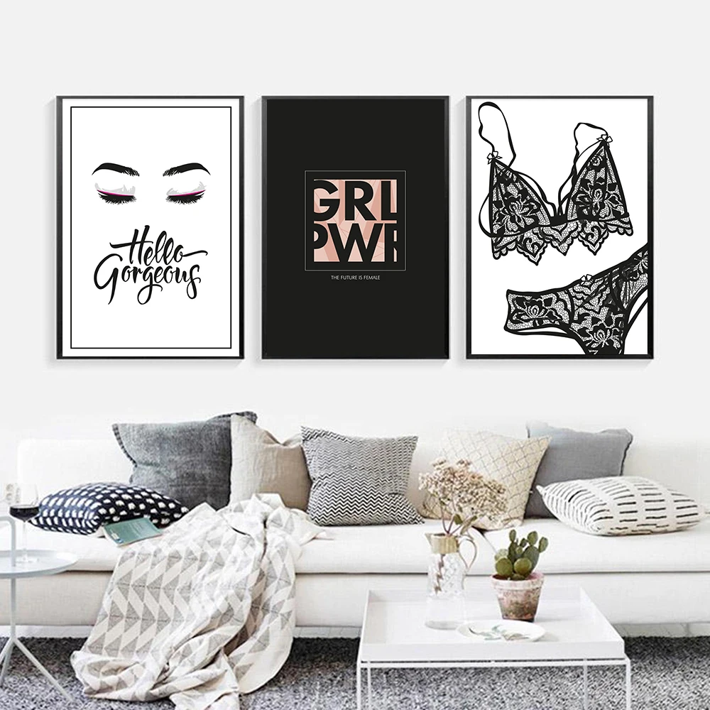 Fashion Woman Sexy Underwear Lashes Wall Art Canvas Painting Nordic Posters And Prints Wall Pictures For Living Room Home Decor