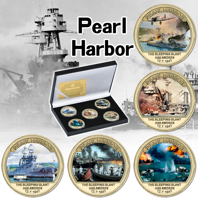 

WR 80th Anniversary Attack on Pearl Harbor Gold Commemorative Coin Set In Coin Holder US Army Challenge Coin Military Souvenir