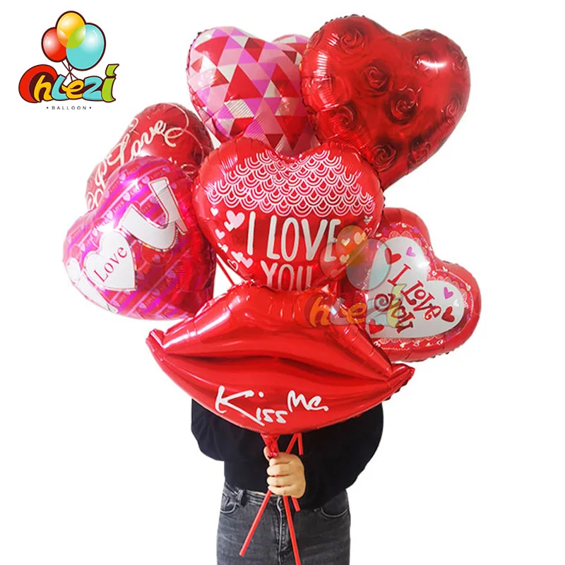 

1 Set 18 inch Love Theme Foil Balloons Romantic Heart Helium Balloon Wedding Valentines Day Party Decoration Adult Shower Globos