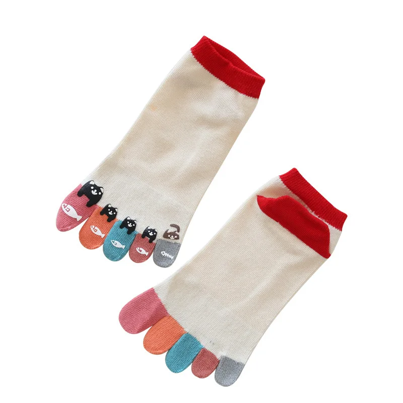 Chaussettes Bateau à 5 Doigts en Coton Blanc pour Femme, Jolies, Décontractées, à la Mode, Harajuku, 4 Saisons