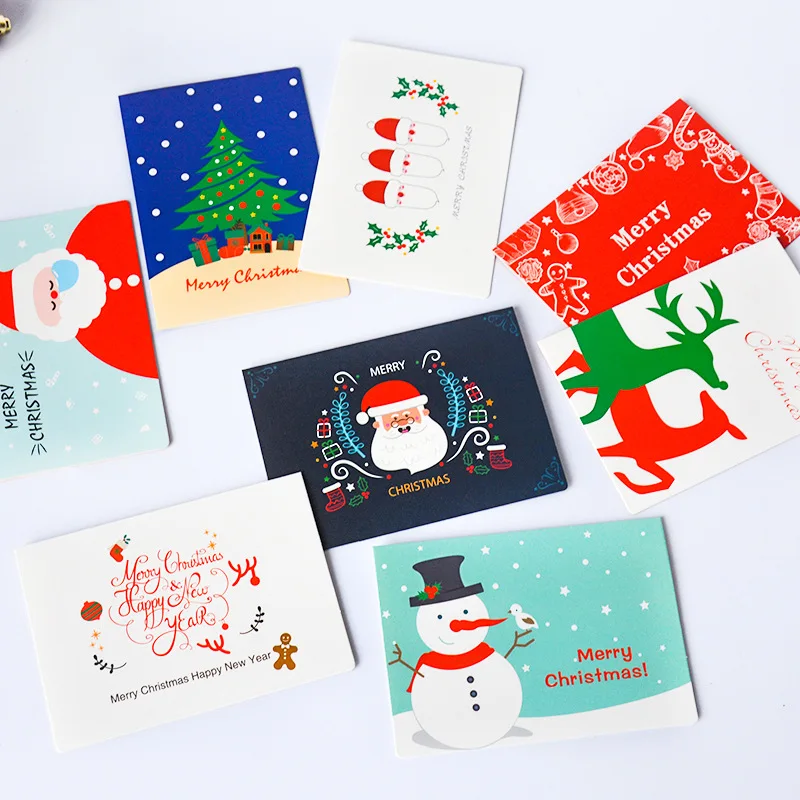 8pcs Christmas cards Mini holiday greeting card Santa suit decoration Christmas cards New Year 2020 paper invitations ZB276