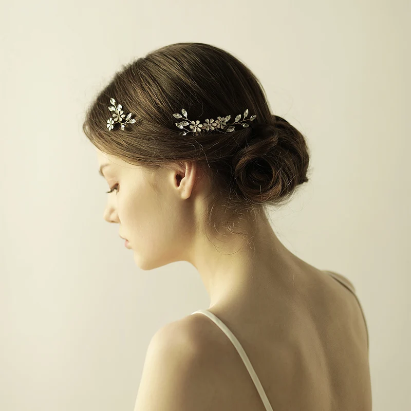 O844-1 Crystal Vrouwen Bruiloft Haar Accessoires Koreaanse Parel Haar Decoratie Accessoires Voor Bruid Haar Kam Met Bloemen