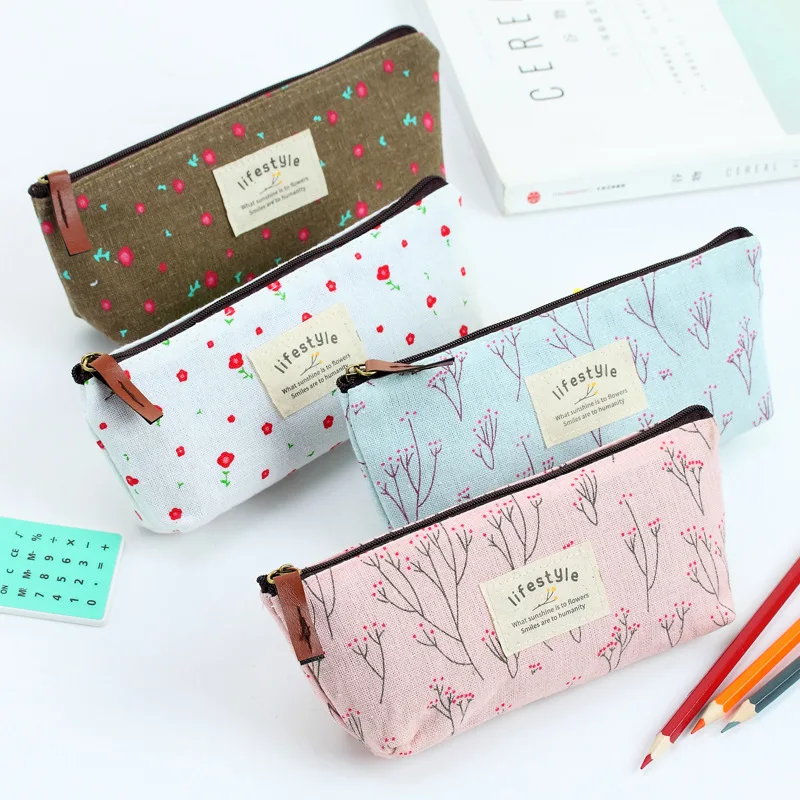 Canvas Pencil Bag Stationery Storage Organizer Pencil Case School Supplies Pencil Case School Box Pencils Pouch Stationery