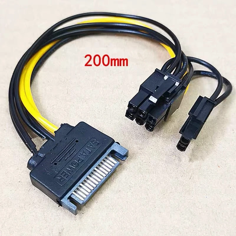 SATA 15Pin Male To 8(6+2)Pin PCI-E Female 8 Pin 6+2 Pin to 15 Pin Card Power Supply Motherboard Adapter Cable 18AWG Wire