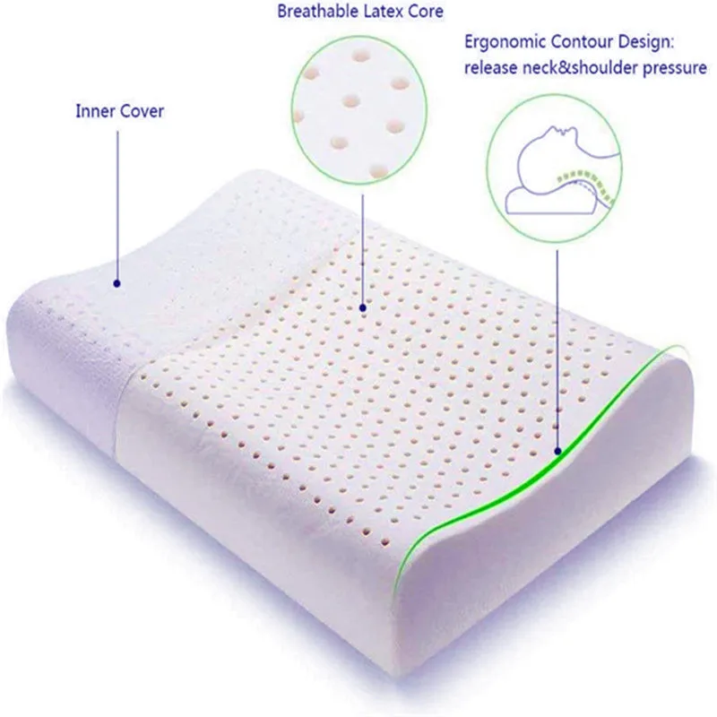 Таиландская подушка из чистого натурального латекса, шейная подушка, защитная подушка из пены с эффектом памяти для сна, ортопедическая подушка,