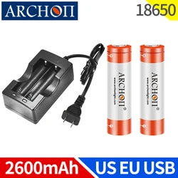 Archon original 2600mah 18650 bateria 3.7v ue eua usb plug 18650 carregador recarregável lanterna bateria 18650 bateria de lítio