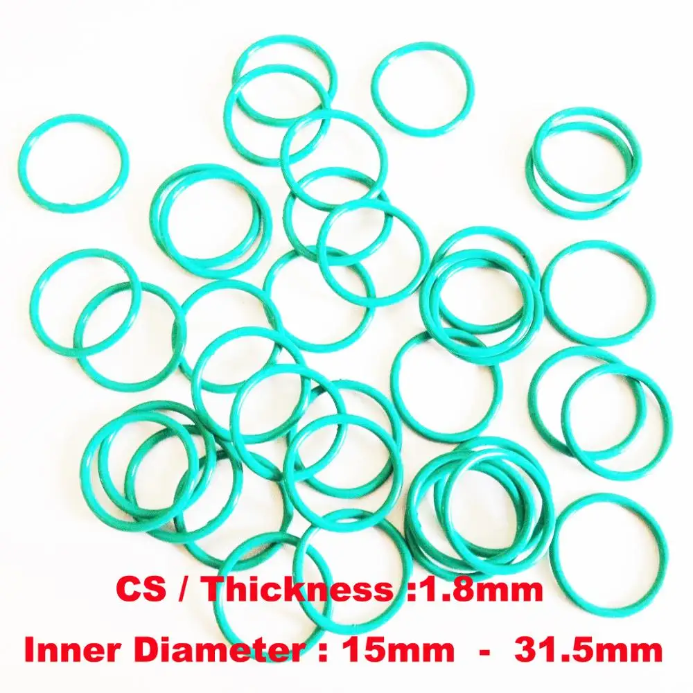 100 PCS O-Ring CS1.8mm x ID 15/16/17/18/19/20/21.2/22.4/23.6/25/25.8/26.5/28/30/31.5 Fluorine Rubber Gaskets Sealing FKM O Ring