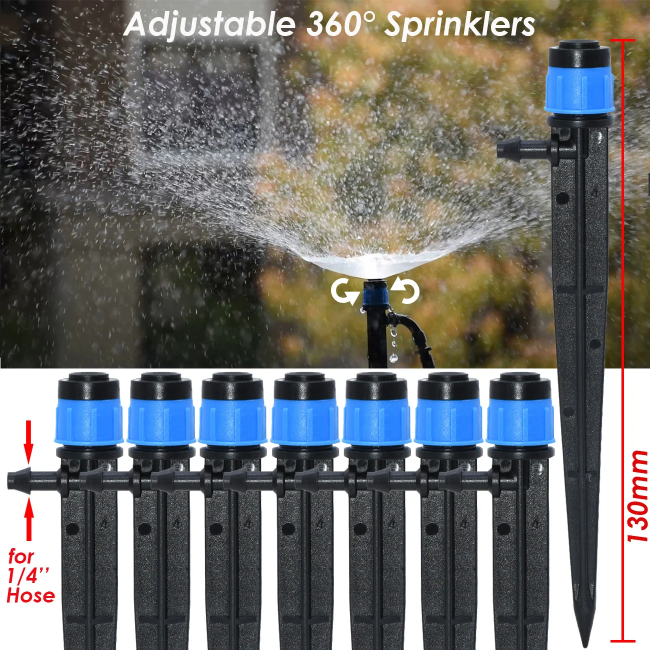 30-500PCS Adjustable 1/4 Irrigation Misting Dripper 360degree Sprinkler Drip Watering Tool 4/7mm Hose Garden Yard Greenhouse