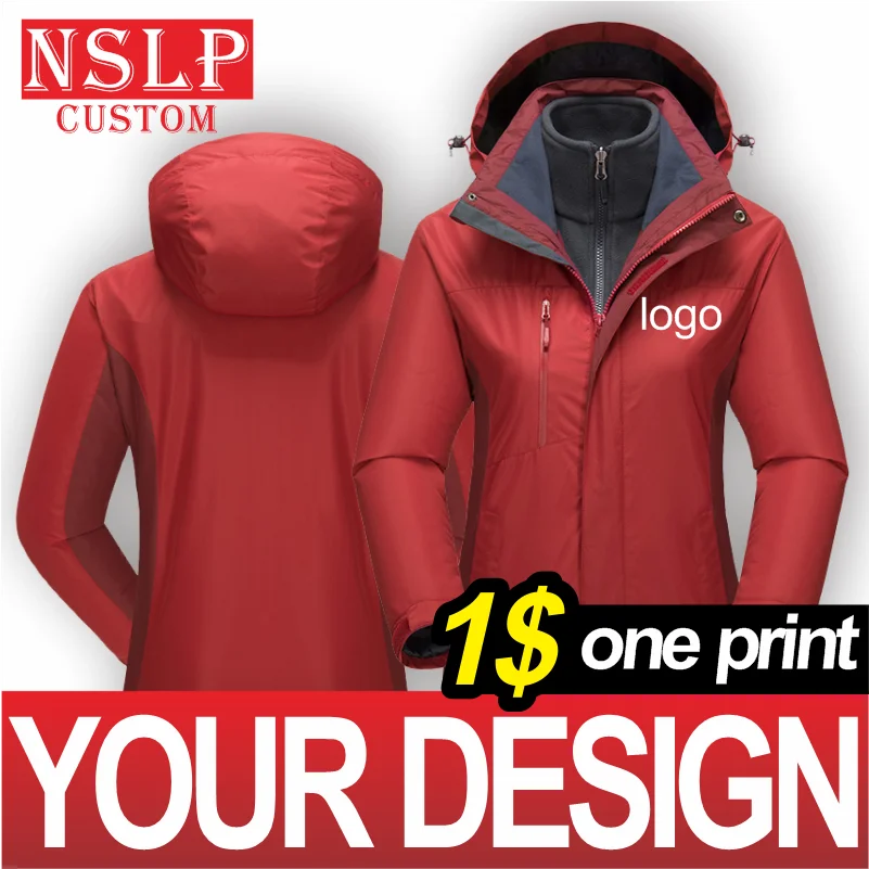 

Winter Two-piece Jackets Outdoor Sports Mountaineering Clothing Warm Waterproof Jacket Custom Embroidery Printing LOGO NSLP