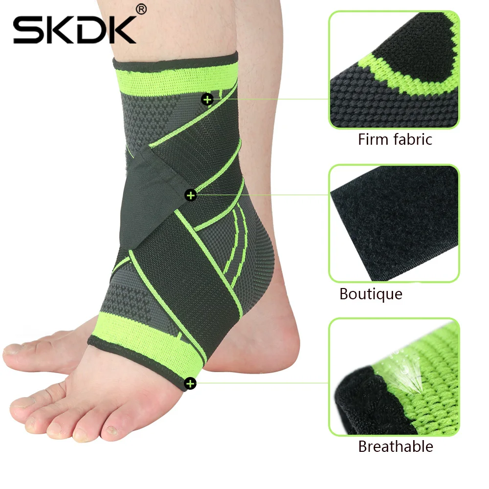 SKDK 1PC 3D Pressurized Bandage Ankle Support Wrist Sports Gym Badminton Ankle Brace Protector Foot Strap Sleeves Belt Elastic