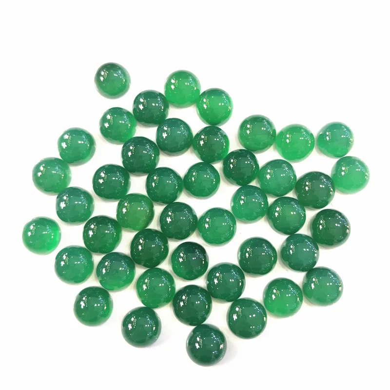 6/8/10/12mm Genuine Green Chalcedony Cabochon Agate Round Shape Gemstone Beads For Jewelry Making Inlay Ring Gemstone