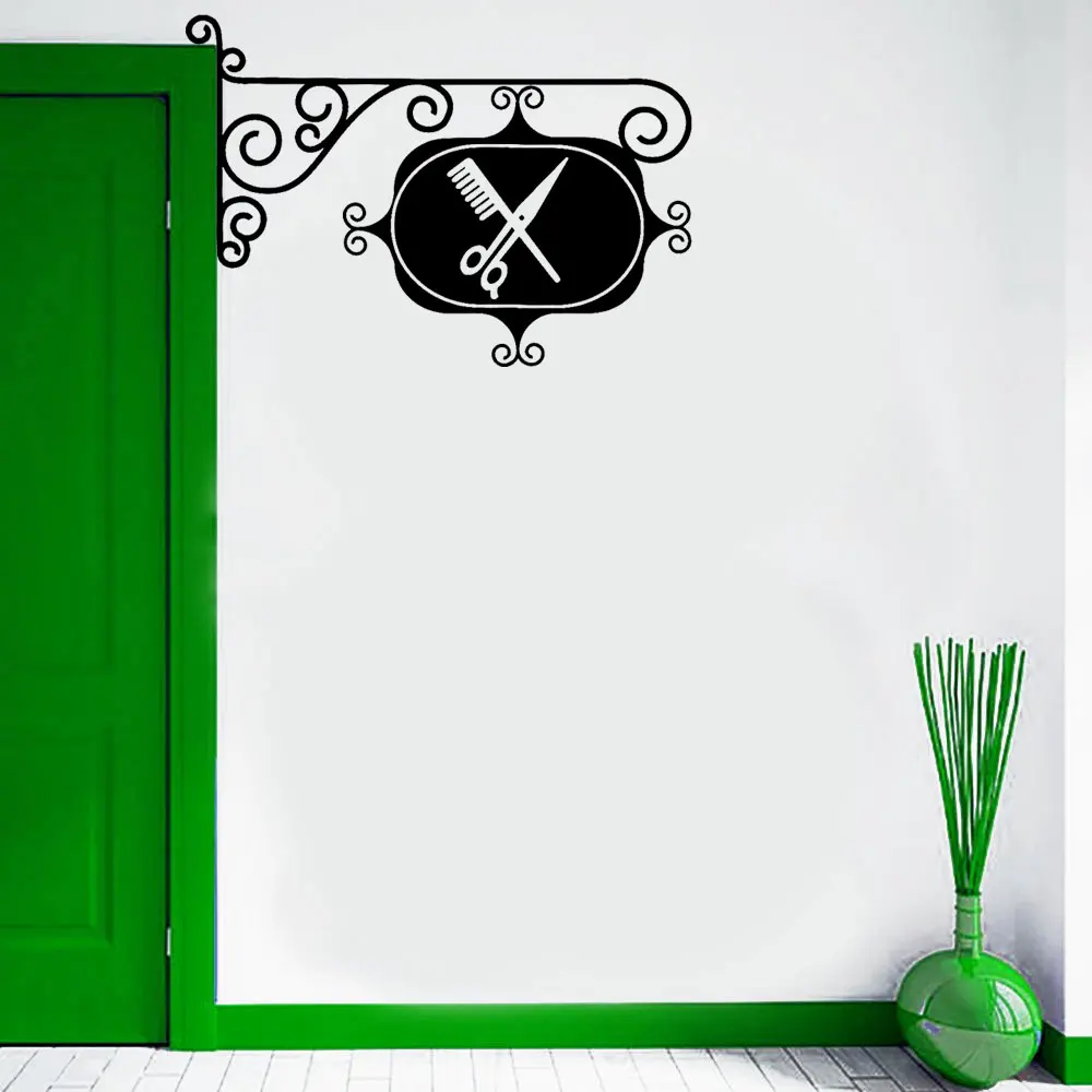 

Sign Barbershop Hair Salon Stylist Hairdresser Wall Sticker Vinyl Interior Door Decor Decals Removable Mural Wallpaper S159