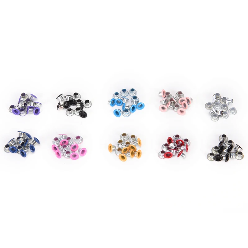 3mm 100pcs Hole Metal Mixed Color Eyelets For Leathercraft DIY Scrapbooking Shoes Belt Cap Bag Tags Clothes Fashion Accessories