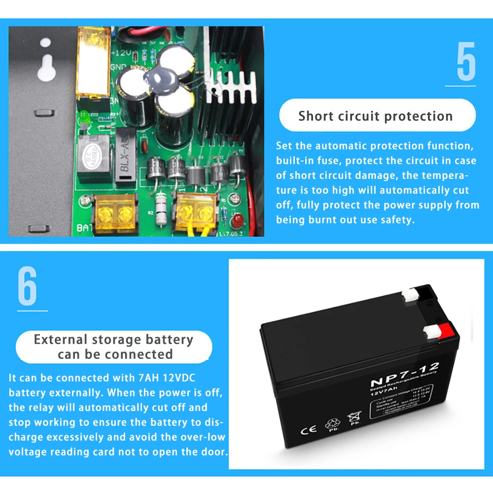 1/2/4 Door Office Entry System TCP/IP Access Control Panel Board with DC12V 5A Metal Power Supply Converter Box