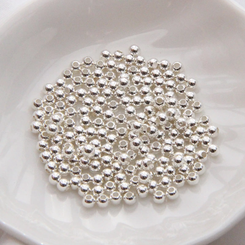 500 Pcs/Lot 2mm 2.5mm 3mm Gold-Color Silver Plated Smooth Round Spacers Ball Beads DIY Making For Jewelry Necklace Bracelets