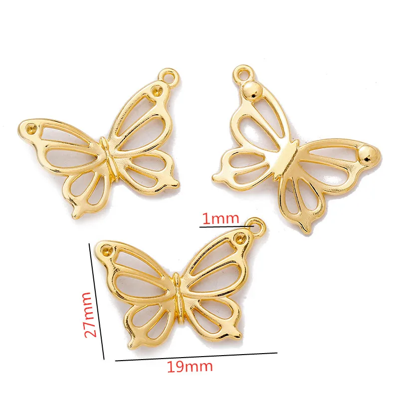 YuenZ-Hollow Out Metal Alloy Butterfly Charms Pendant, Marcação Jóias, Novo Produto, 6 Cores, 27x19mm, D2108, 15Pcs