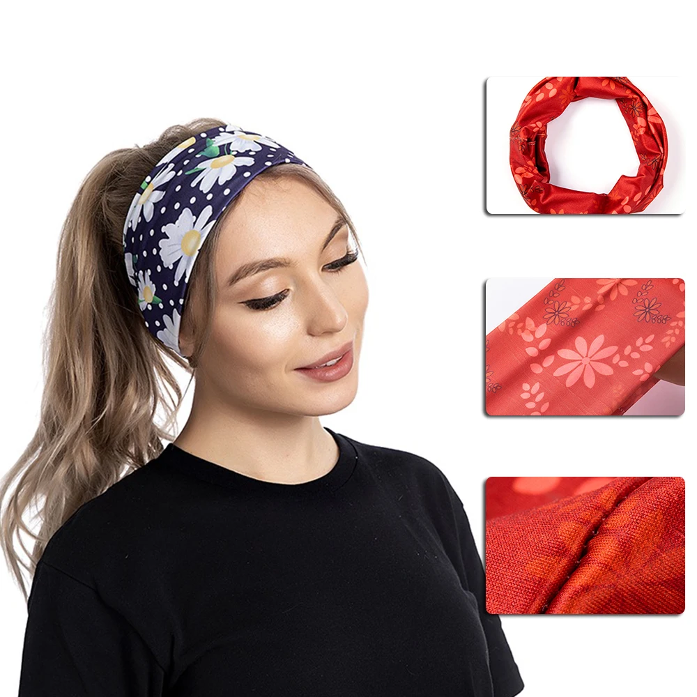 

Sports Headband Yoga Wide Elastic Headband Flower Heart Sports Headband Fashionable Girl Sports Headband Outdoor Sports New1PC