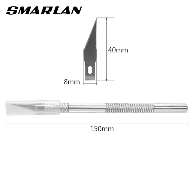 SMARLAN antypoślizgowe metalowe skalpel narzędzia zestaw Cutter noże grawerskie + 6 sztuk ostrza telefon komórkowy PCB DIY narzędzia do napraw ręcznych