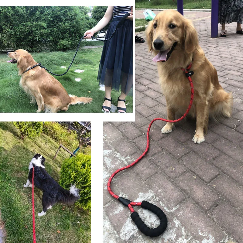 Pet Dog Leash Traction Rope P Chain Durable Large Dog Leash Nylon Adjustable Loop Collar Strongest Pulling Rope Leashes for Dogs