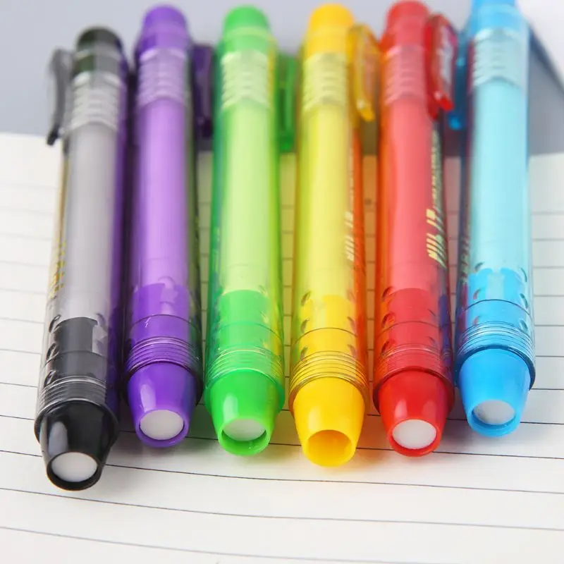 Creative Press Type Pen Shape Eraser Writing Drawing Pencil Erase Student School Office Stationery Learning Painting Accessory