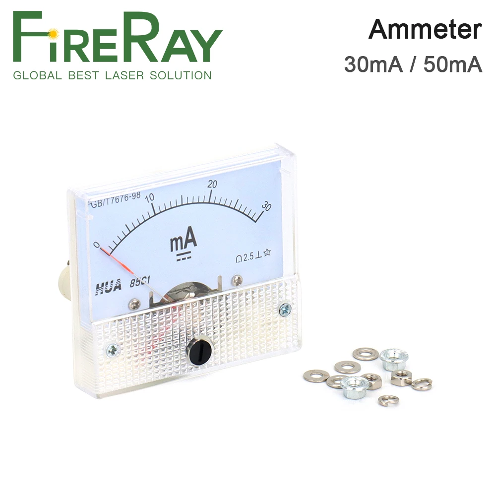 FireRay 30mA 50mA مقياس التيار الكهربائي HUA 85C1 تيار مستمر 0-30mA 0-50mA التناظرية أمبير عداد لوحة الحالي لآلة قطع النقش بالليزر CO2