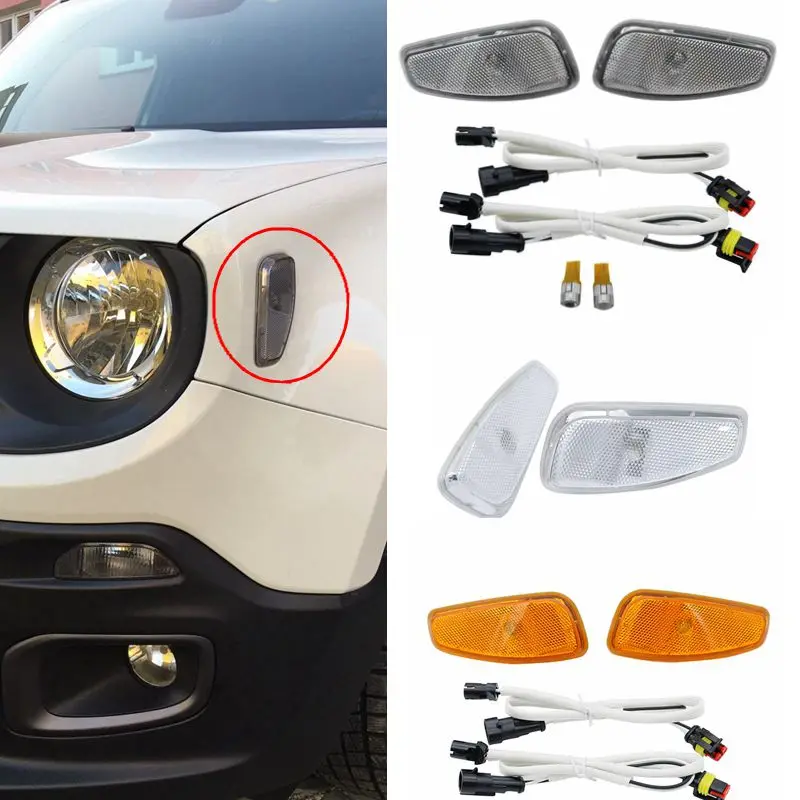 For Jeep Renegade 2015-2019 Turn Side Light Signals Light LED Lights Side Marker Turn Signal Lamps Update Kit