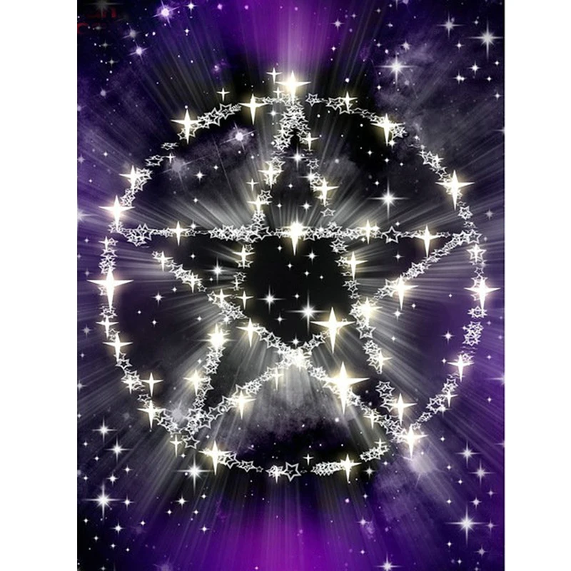 DIY Diamond Painting Cross Stitch Pentagram Full Diamond Embroidery Star Scene Pattern 3D Square Rhinestone Mosaic Needlework