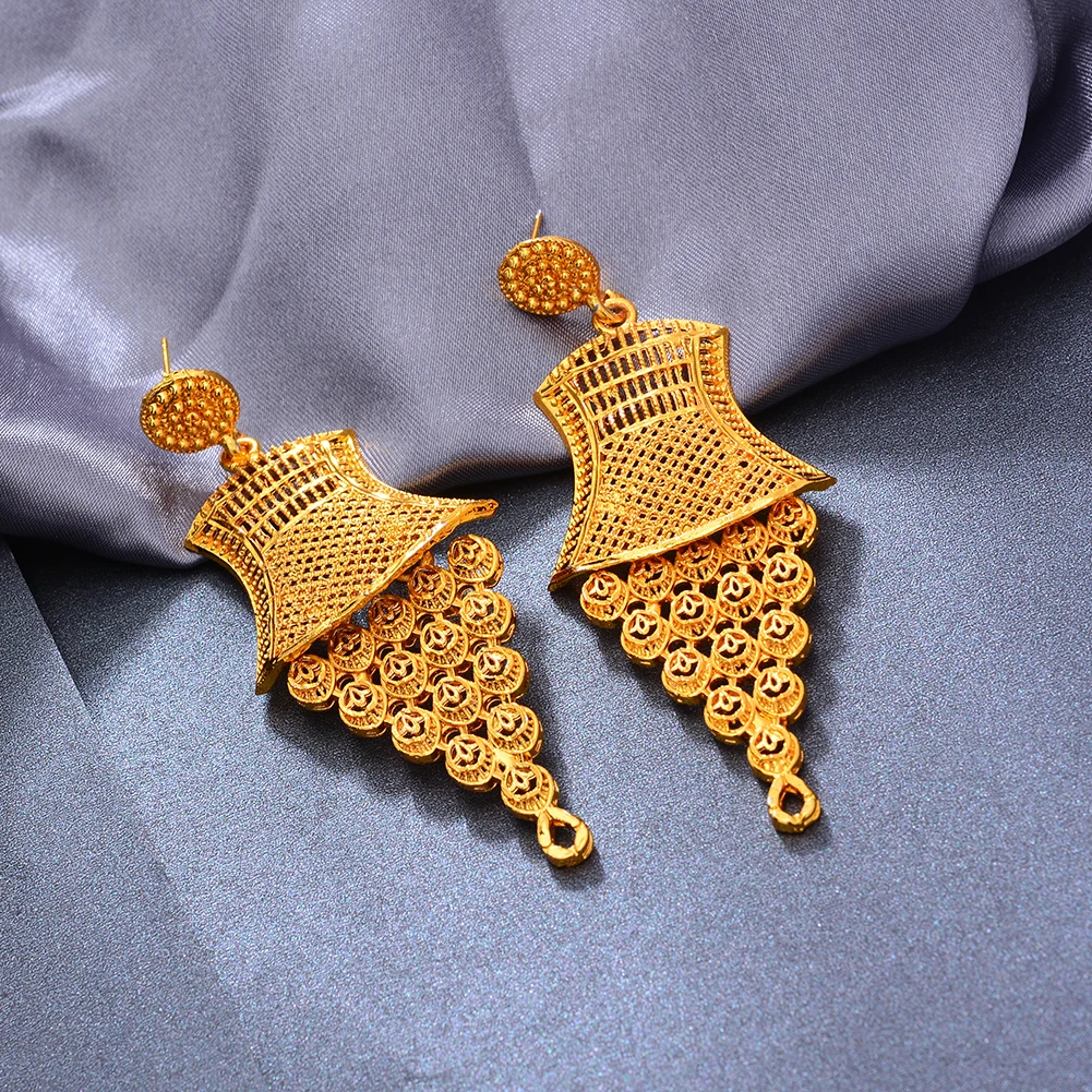 

24k Gold Color Earrings Dubai Earrings For Women Twist African Party Wedding Gifts Earrings Gift