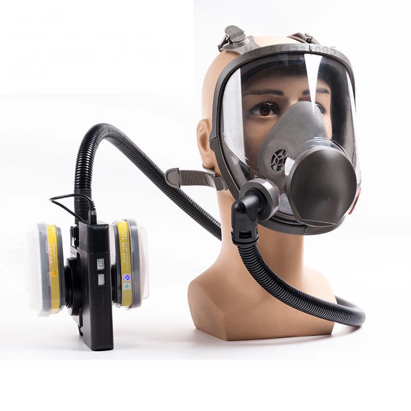 Portable Air-Supply Breathing Apparatus Electric Gas Mask Spray Paint Chemical Fire Extinguishing Blower Full Face Mask