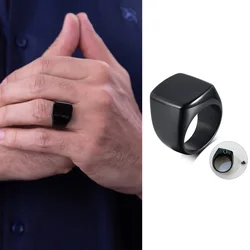 Cremation Ring, Black Urn Signet Rings, Ashes Holder Urn Ring, Keepsake Memorial Jewelry
