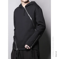 Dark autumn winter designers men's Hoodie Hoodie irregular zipper stitching loose cashmere hoodie fashion