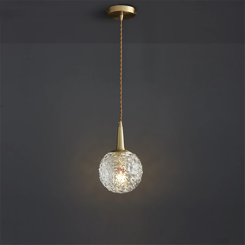 

Post modern luxury crystal ball pendant lights dining room bedroom living room copper Nordic bathroom hanging lamps lighting