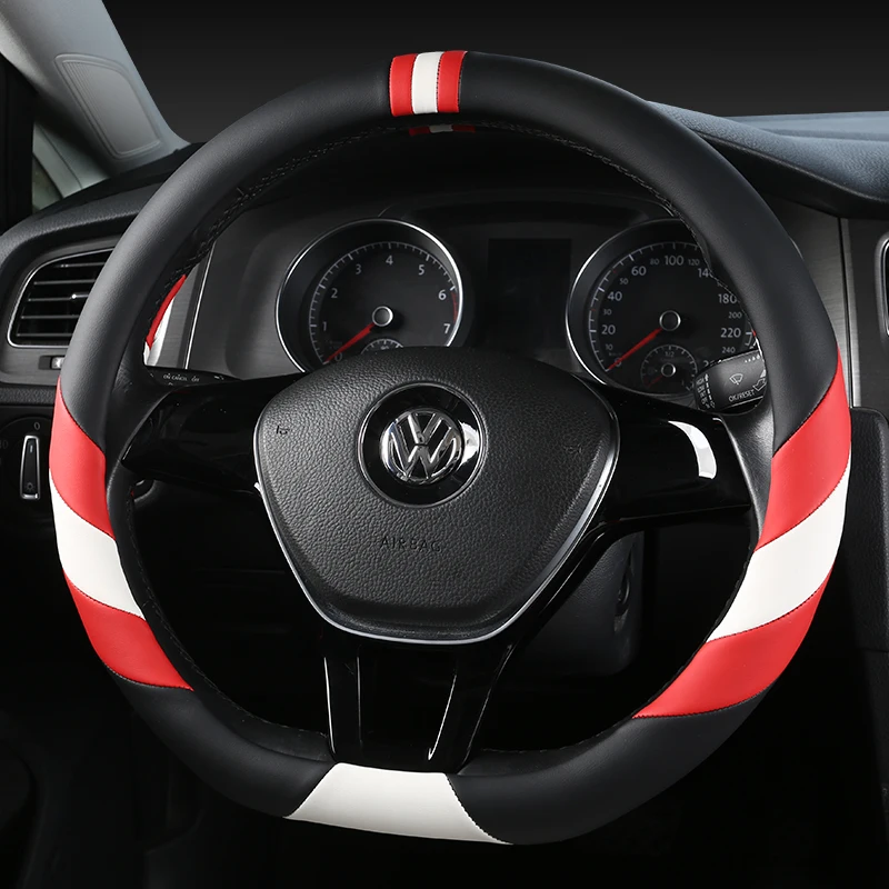 Car Steering Wheel Cover D Shape For Hyundai ioniq Suzuki Swift 2018 2019 For VW GOLF 7 2015 POLO JATTA Auto Car Accessories